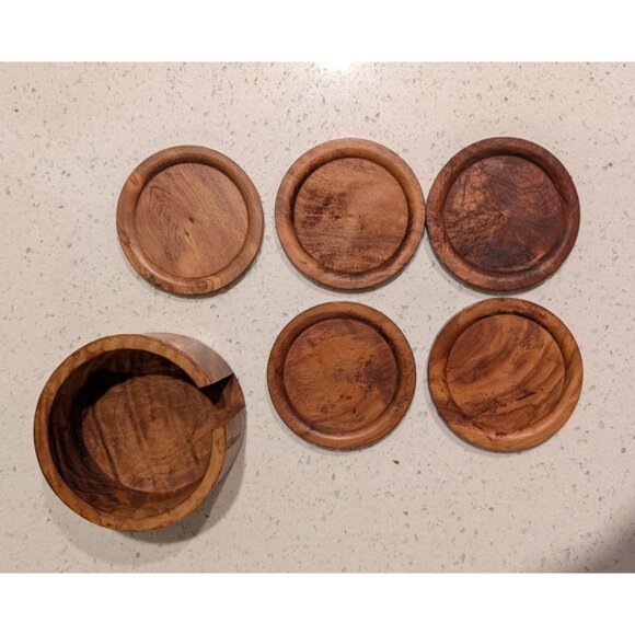 Handcrafted Wood Coaster Set with Holder - Picture 11 of 15